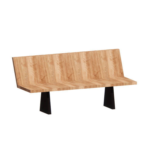 Exterior Seating Bench - Slats, Inverted Tapered Base, Back or Backless