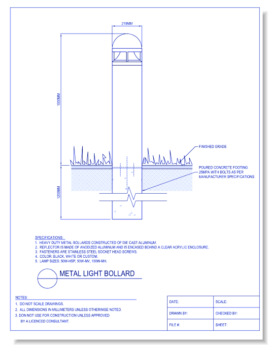 Metal Light Bollard