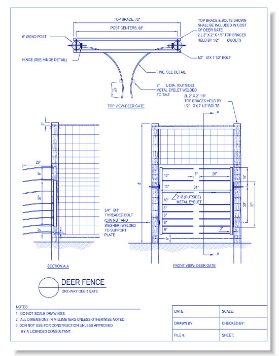 Deer Fence - One-Way Deer Gate - Section