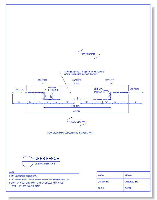 Deer Fence - One-Way Deer - Plan