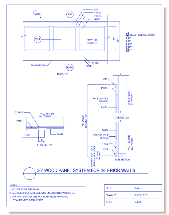 36 Inch Wood Panel System for Interior Walls