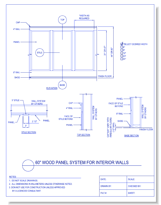 60 Inch Wood Panel System for Interior Walls
