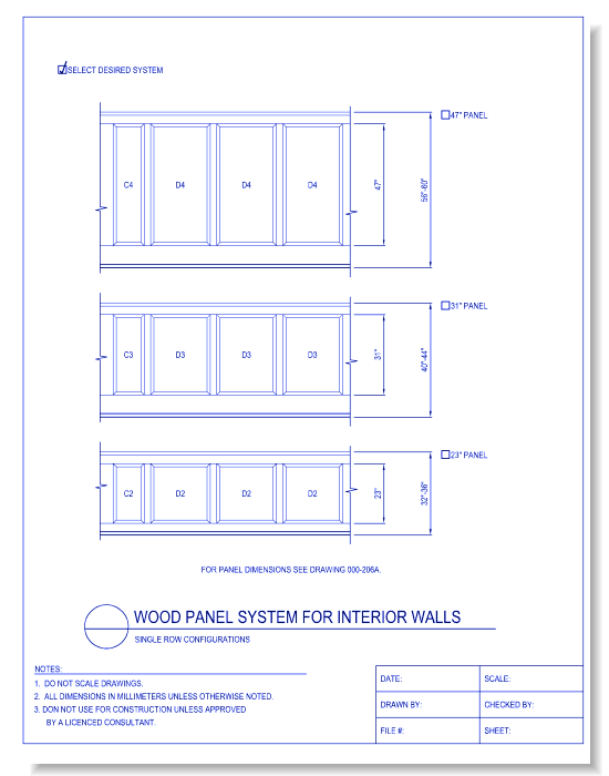 Wood Panel System For Interior Walls - Single Row Configurations