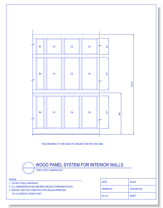 Wood Panel System For Interior Walls - Triple Row Combination