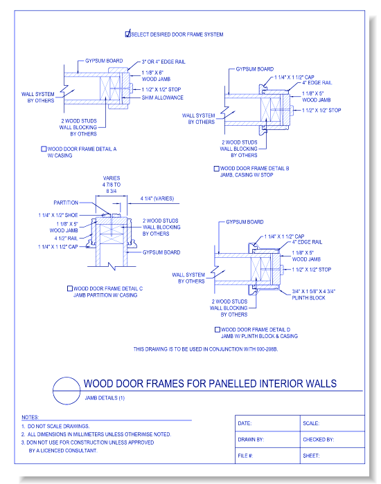 Door Frames For Panelled Interior Walls - Jamb Details (3)