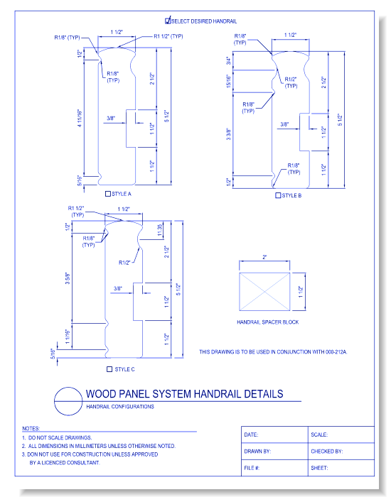 Wood Panel System Handrail Details - Handrail Configurations