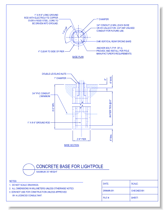 Concrete Base For Lightpole - Maximum 20 Ft. Height