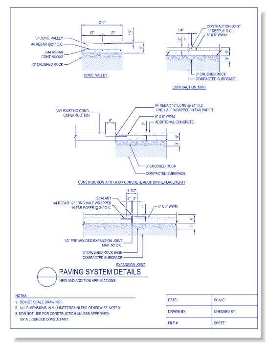 Concrete Paving System Details - New And Addition Applications