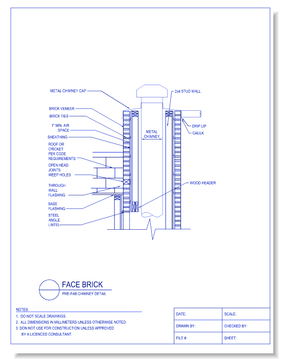 Brick Veneer Pre-Fab Chimney Detail