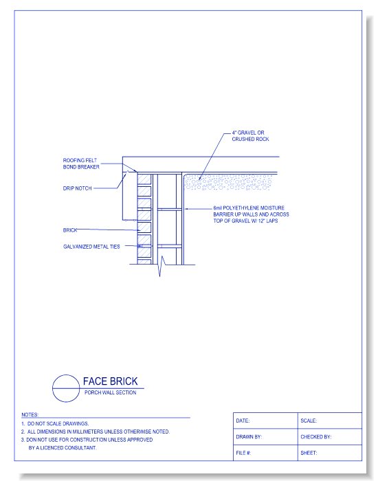 Brick Veneer Porch Wall Section