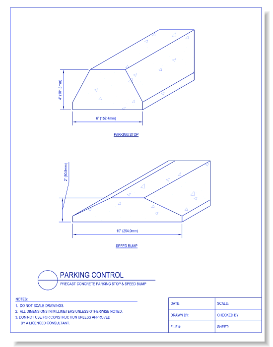 Parking Control - Precast Concrete Parking Stop and Speed Bump