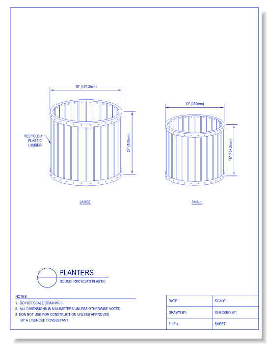 Planters - Round, Recycled Plastic