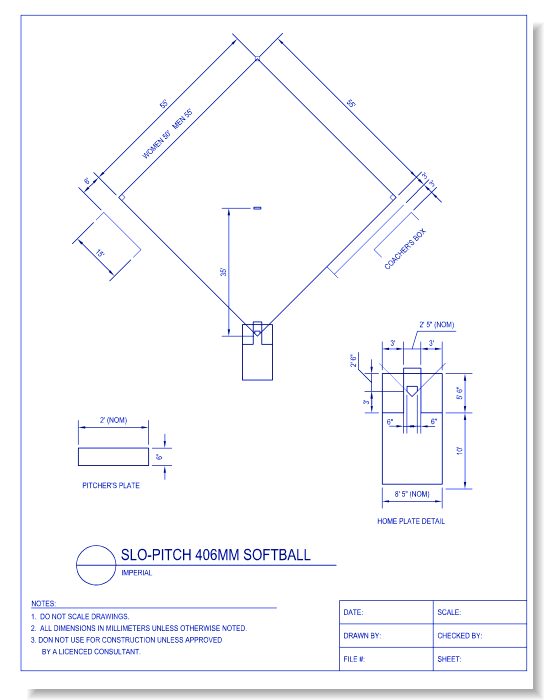 Slo-Pitch Softball Field Layout - Imperial