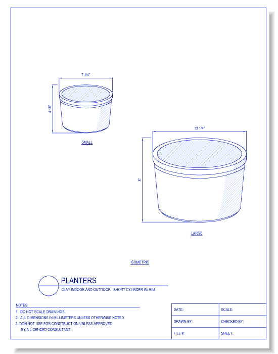Planters - Short Cylinder Tapered W/ Rim