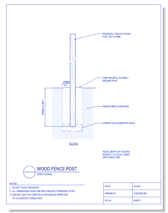 Wood Fence Post - Direct Burial