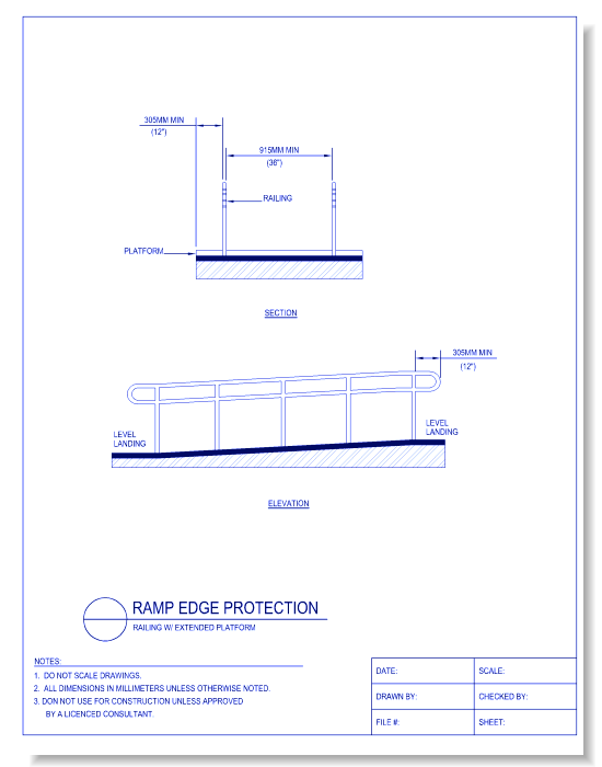 Ramp Edge Protection - Railing W/ Extended Platform