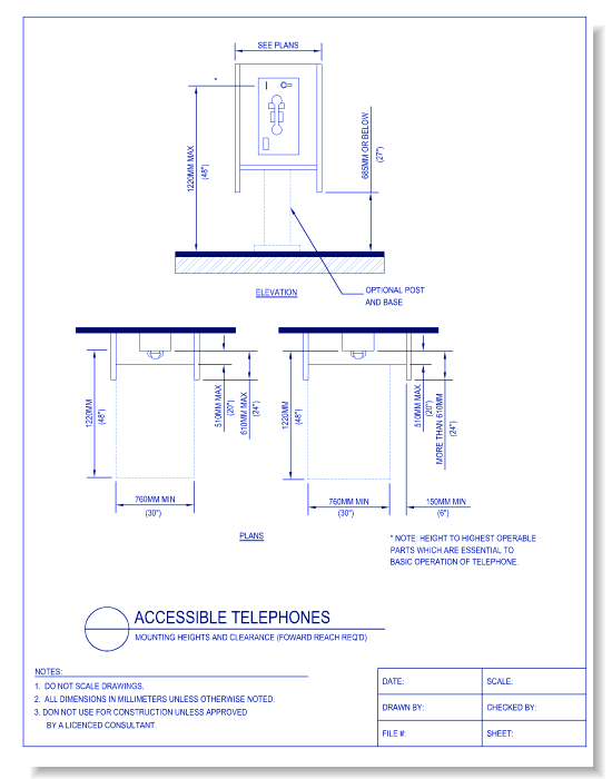 Accessible Telephones - Mounting Heights and Clearance (Front Reach Required)