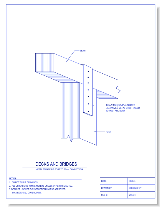 Metal Strapping Post to Beam Connection