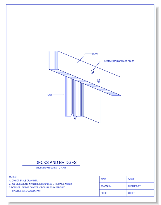 Single Beam Bolted to Post