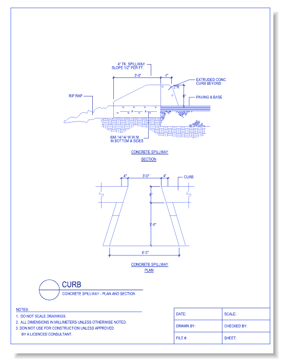 Concrete Spillway - Plan and Section