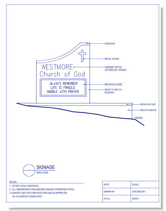 Brick Church Sign - Detail 1
