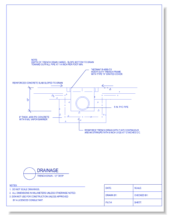 Trench Drain - 12 Inch Deep