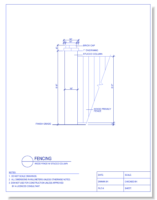 Wood Fence W/ Stucco Column
