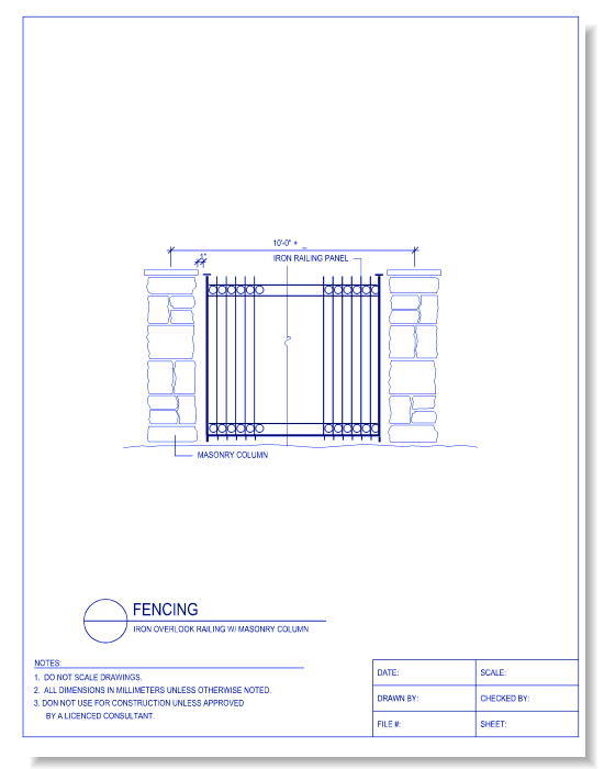 Iron Overlook Railing W/ Masonry Column