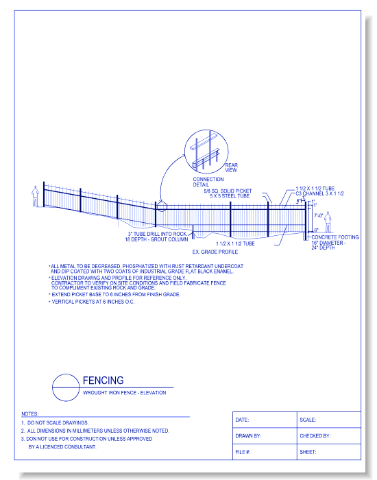 Wrought Iron Fence-P4 - Elevation