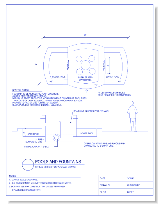 Bubbler Fountain - Plan and Elevation