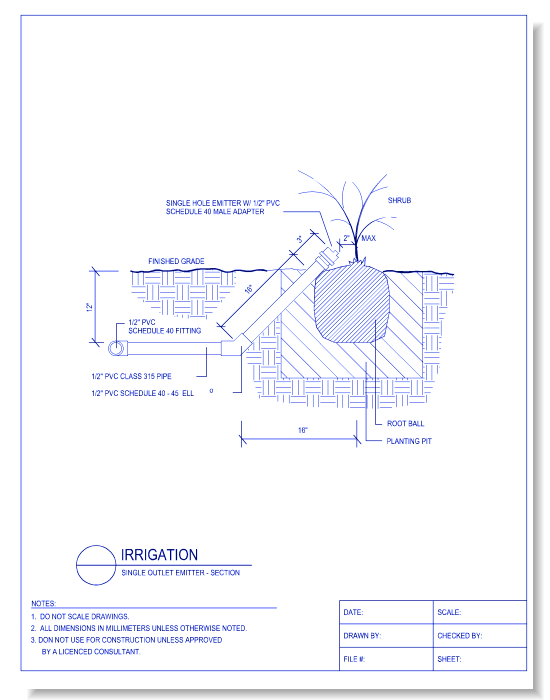 Single Outlet Emitter - Section