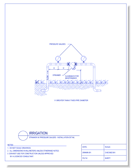 Strainer W/ Pressure Gauges - Installation Detail