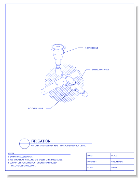 PVC Check Valve Under Head - Typ. Installation Detail