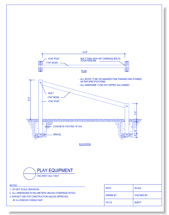 Outdoor Fitness Equipment - Inclined Vault Bar