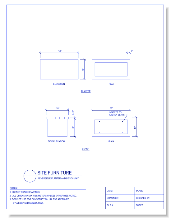 Planters - Reversible Planter and Bench Unit
