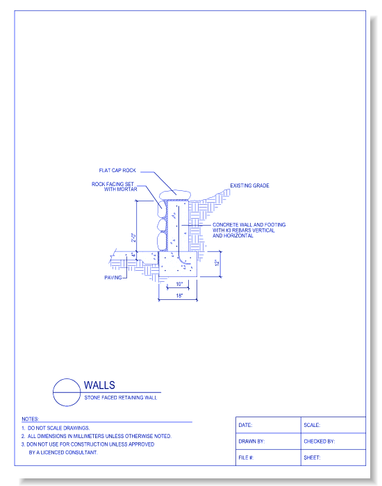 Stone Faced Retaining Wall