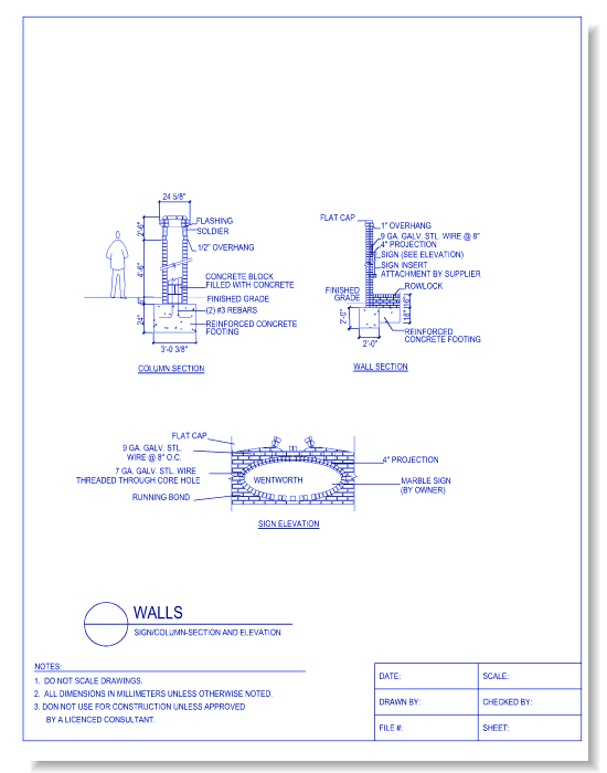 Sign/Column - Section and Elevation