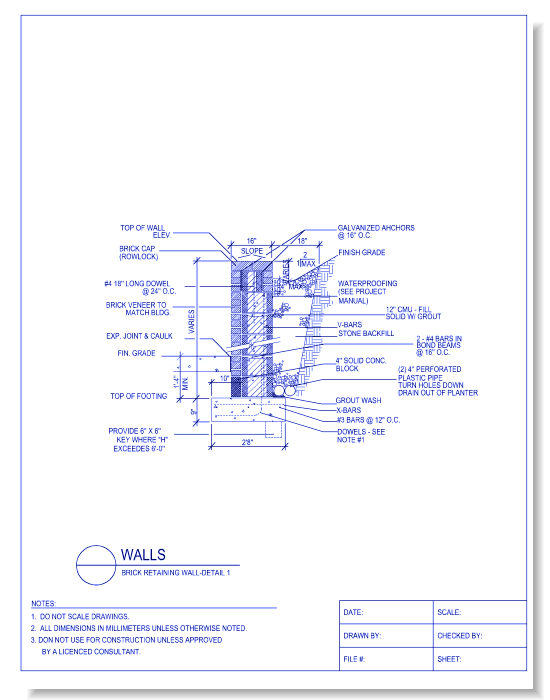Brick Retaining Wall - Detail 1