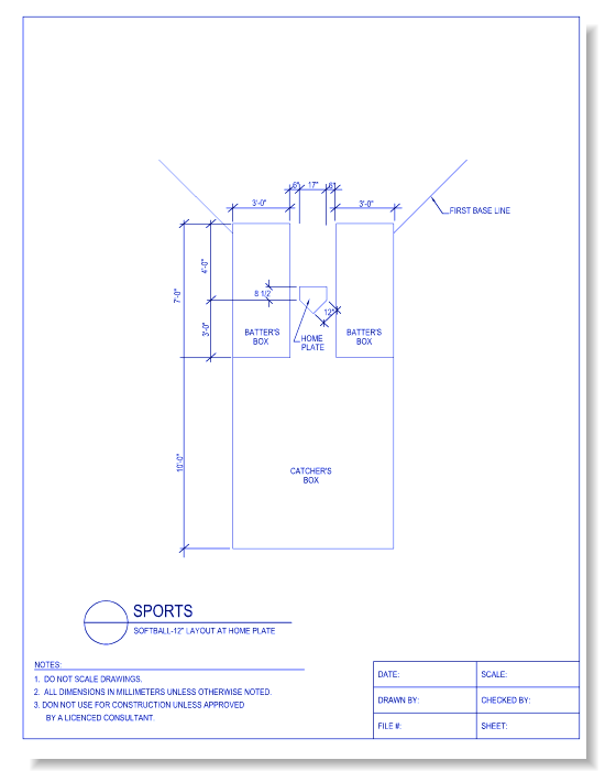 Softball - 12 Inch Layout at Home Plate