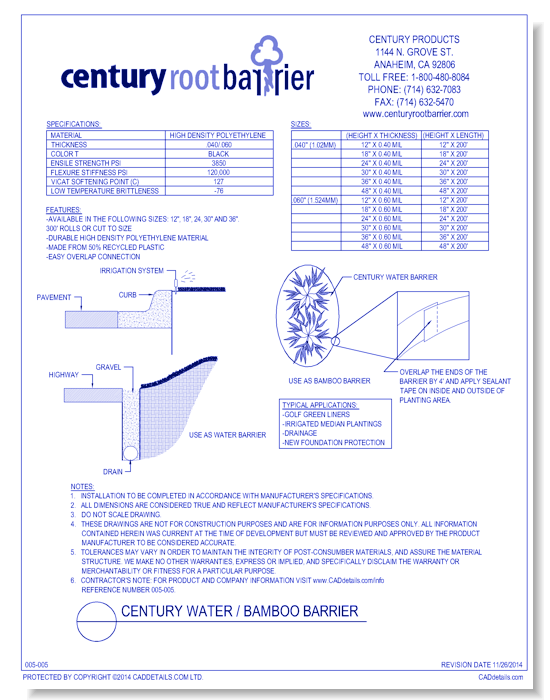Century Water / Bamboo Barrier