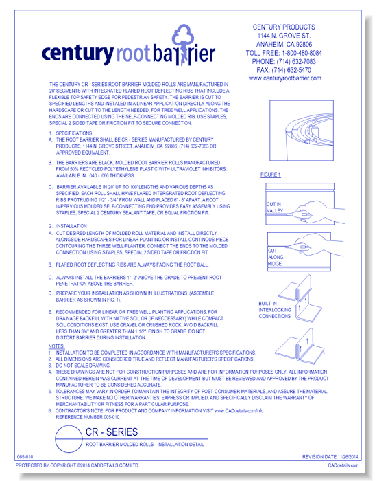 CR-PE Series Dual Purpose Root Barrier & Water Barrier Rolls - Installation Detail