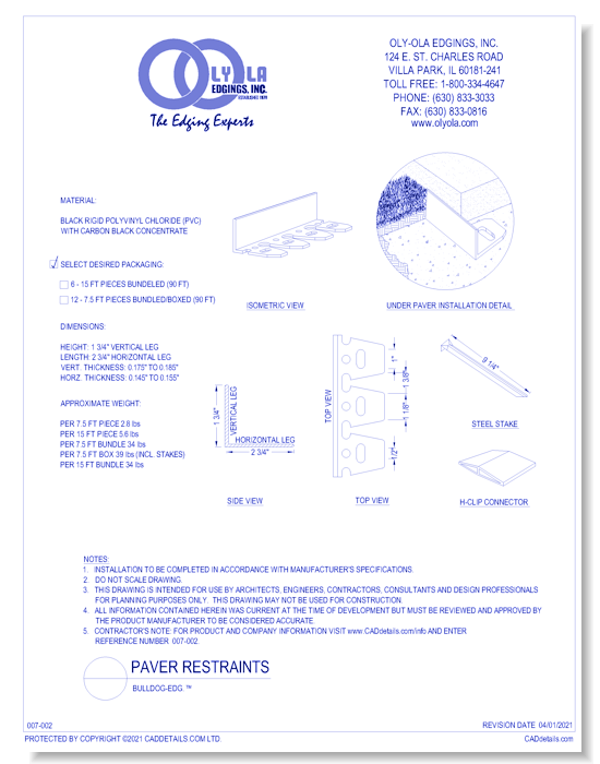 Bulldog-Edg™ - 1 3/4" High "L" Shaped Paver Restraint