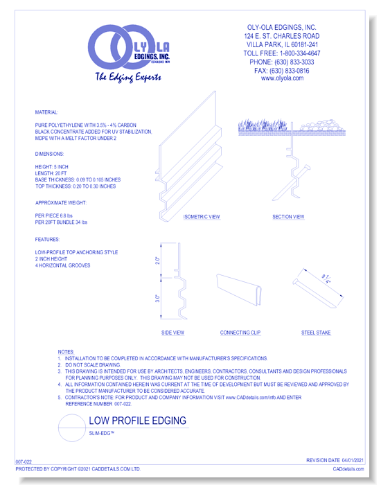 Slim-Edg™ - 5" Low Profile Top with Grooved Bottom
