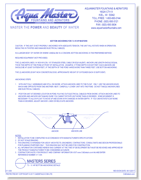 Masters Series® 7.5 - 10 HP Bottom Anchoring Details