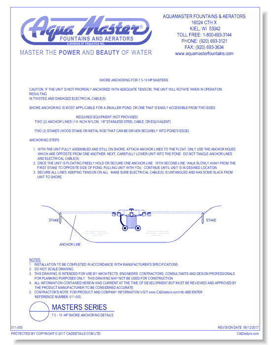 Masters Series® 7.5 - 10 HP Shore Anchoring Details