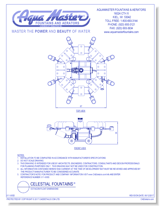 Celestial Fountains® Octagon Float Dimensions