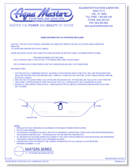 Masters Series® 1/2 - 5 HP Shore Anchoring Details