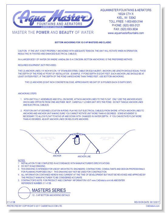 Masters Series® 1/2 - 5 HP Bottom Anchoring Details