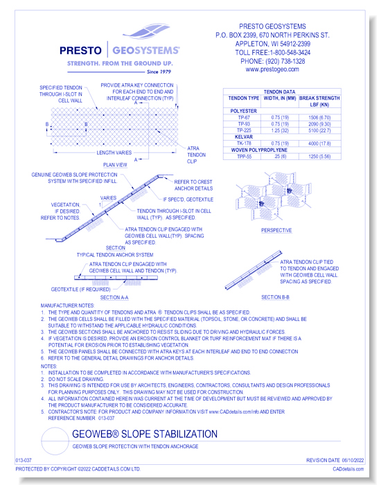 Geoweb Slope Protection with Tendon Anchorage