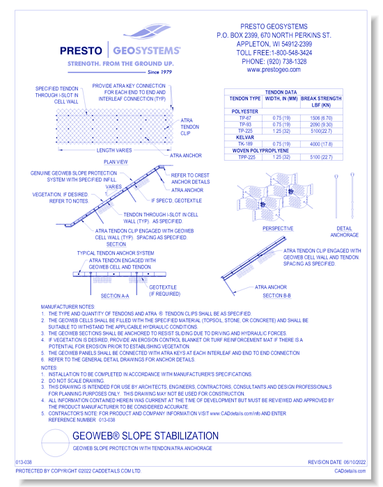 Geoweb Slope Protection with Tendon/ATRA Anchorage